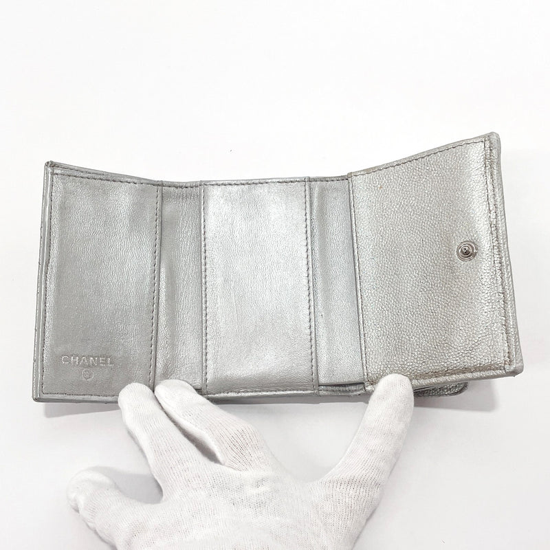 silver chanel card holder wallet