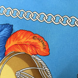HERMES scarf Carre90 Clash of Feathers CHOCS EN PLUMES silk blue blue Women Used