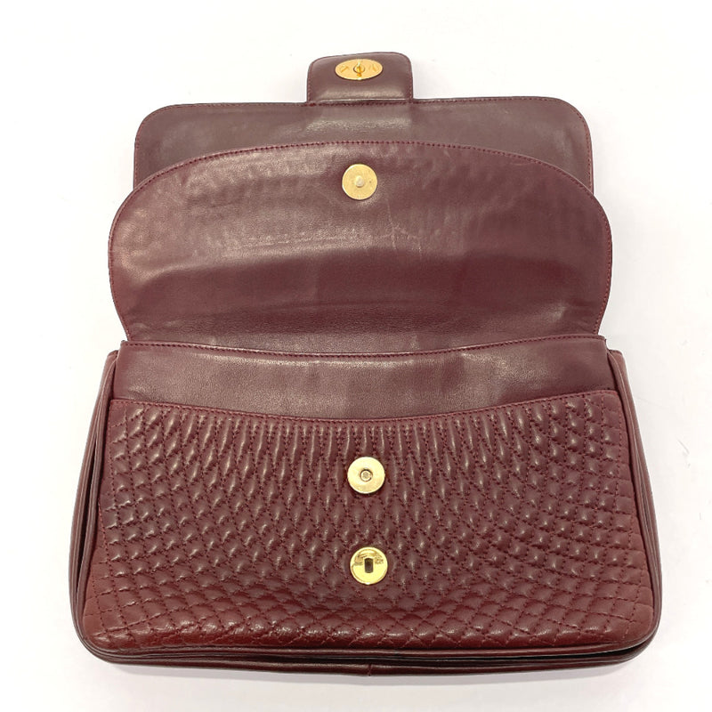 BALLY Shoulder Bag Quilting ChainShoulder 2way leather Bordeaux 