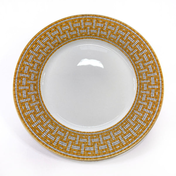 HERMES Tableware Mosaic Van Quatre round plate Pottery Orange Orange unisex Used