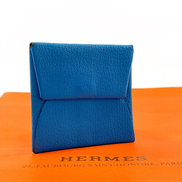 HERMES coin purse Bastia Shave blue YCarved seal unisex Used