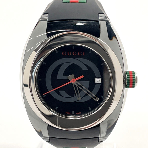 GUCCI Watches 137.1 sink Interlocking G Stainless Steel/rubber Black mens Used