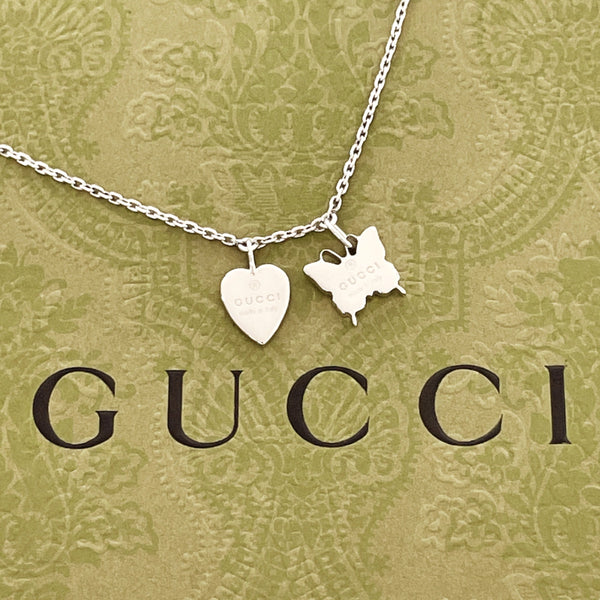 GUCCI Necklace heart and butterfly Silver925 Silver Women Used