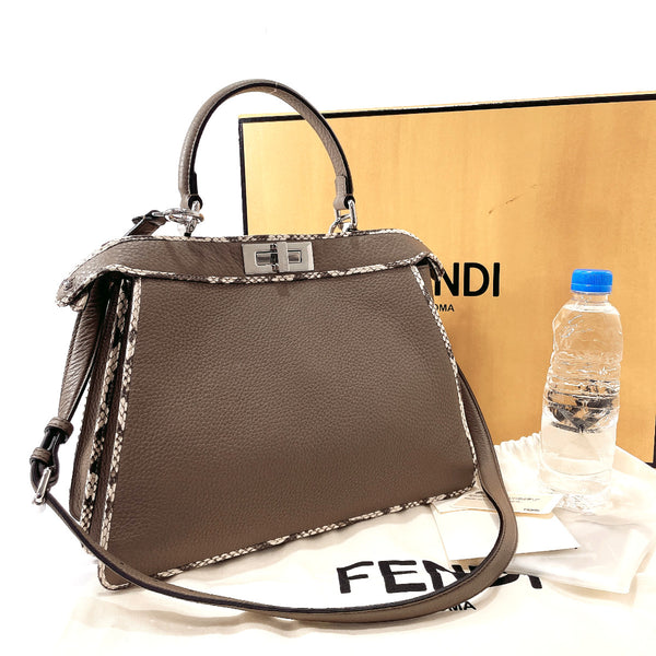 FENDI Handbag 8BN321 AHJ7 F1F1X Peekaboo I see you medium leather/Python gray gray Women Used