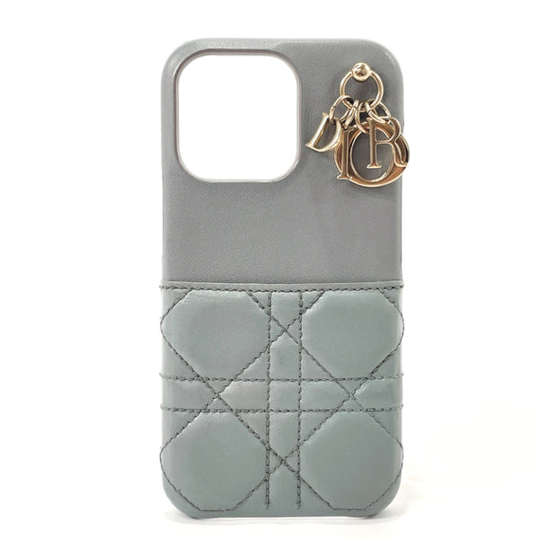 Dior Other accessories iPhone12 / 12Pro case Lady Dior Canage leather gray Women Used