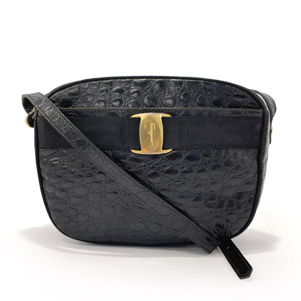 Salvatore Ferragamo Shoulder Bag BA214183 Vala leather Black Women Used