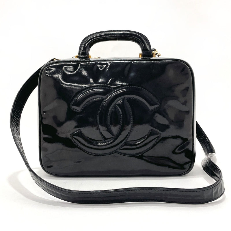 CHANEL Handbag 2way vanity COCO Mark Patent leather Black Women Used