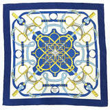 HERMES scarf Carre90 Eperon d'or golden spurs silk blue blue Women Used