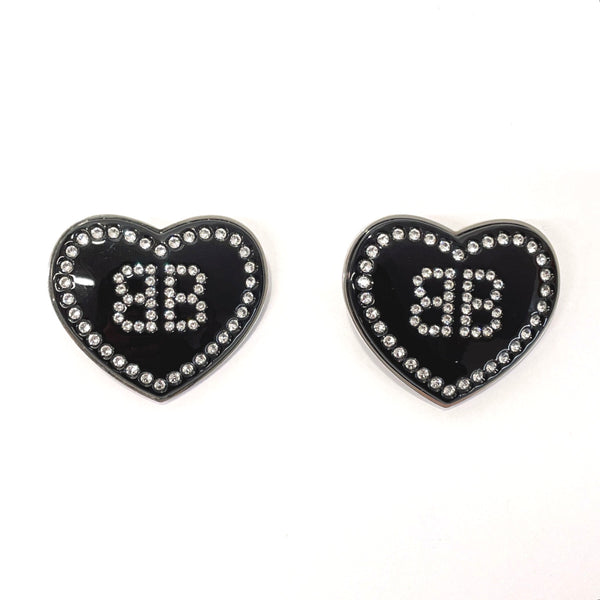 BALENCIAGA earring crushed heart bb logo Synthetic resin/Rhinestone Black Women Used