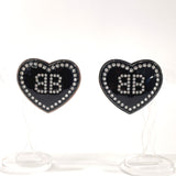 BALENCIAGA earring crushed heart bb logo Synthetic resin/Rhinestone Black Women Used