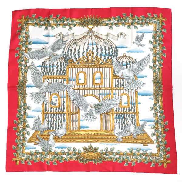HERMES scarf Carre90 flying silk Red Red Women Used