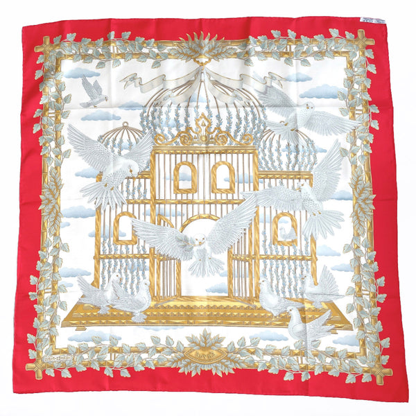 HERMES scarf Carre90 flying silk Red Red Women Used