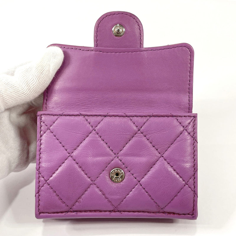 CHANEL Tri-fold wallet Matelasse COCO Mark lambskin purple Women Used –