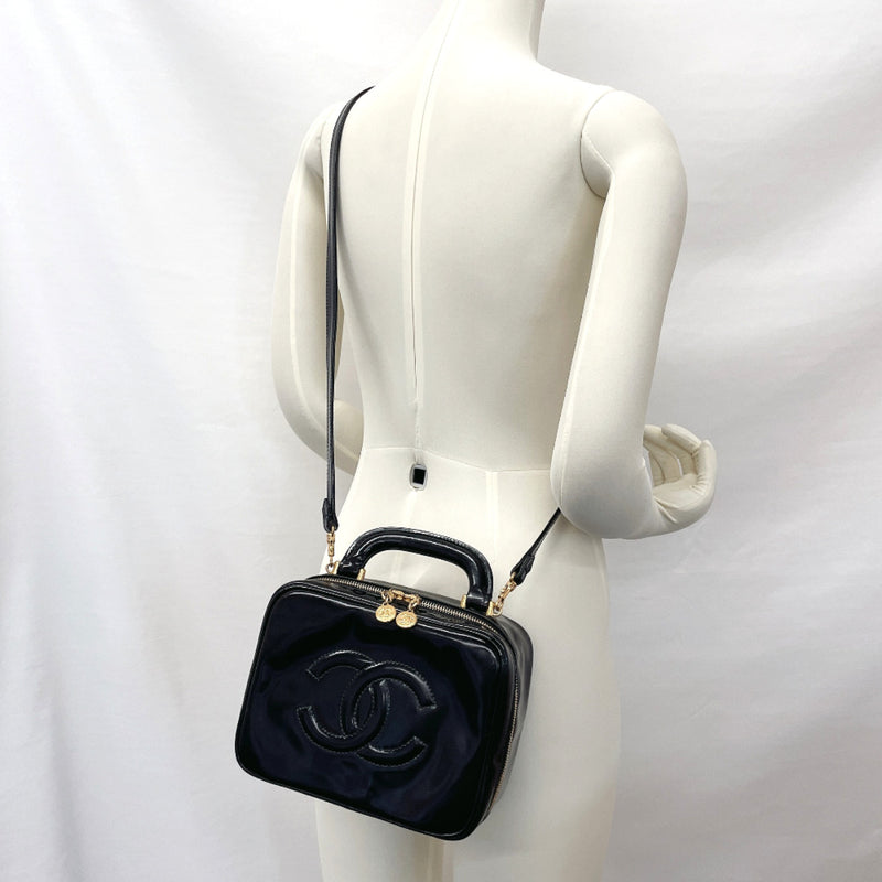 Chanel Patent Small Vanity Case With Large Logo Strap