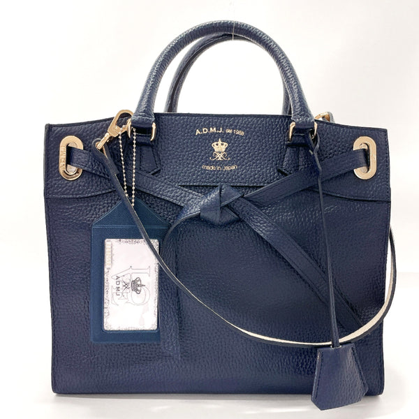 A.D.M.J. -Accesoires De Mademoiselle- Handbag 2way conclusion tote leather Navy Women Used