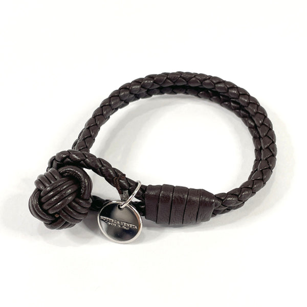 BOTTEGAVENETA bracelet Intrecciato leather/Silver925 Dark brown unisex Used
