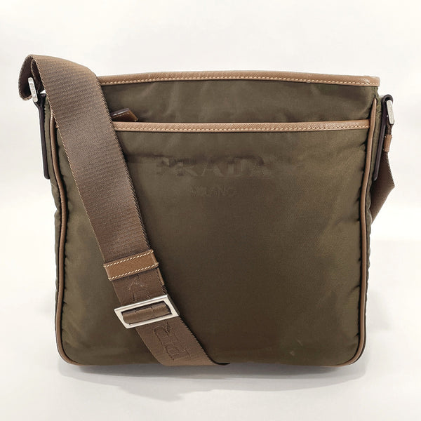 Pre-owned Prada Synthetic Fibers Shoulder Bag In Khaki