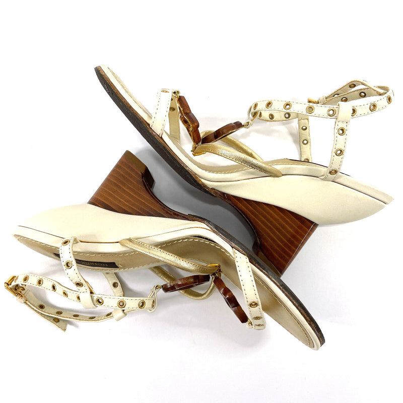 LOUIS VUITTON Sandals leather/Wood Ivory Ivory Women Used –