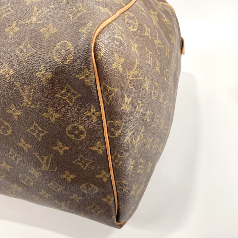 Louis Vuitton Boston Bag Duffle Keepall 55 Monogram Canvas Brown with Name  tag