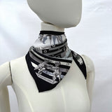 HERMES scarf Triangle Jean DIES ET HORE Astrology silk Black Women Used