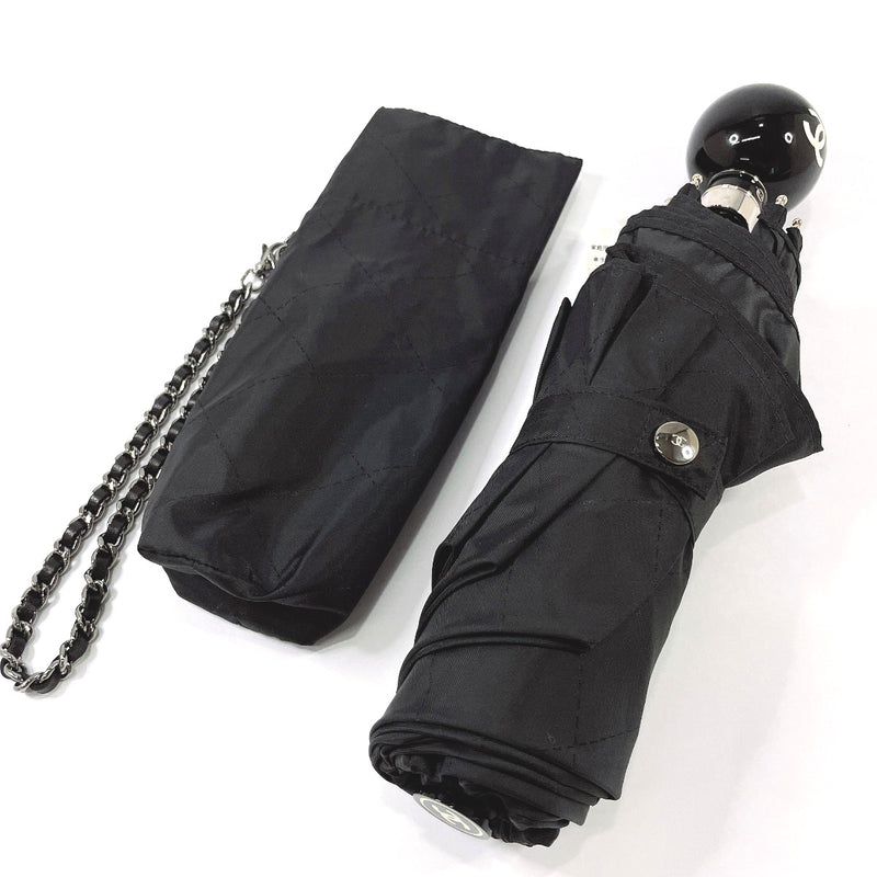 CHANEL Other accessories Matelassepattern folding umbrella Nylon/polyester Black Women Used