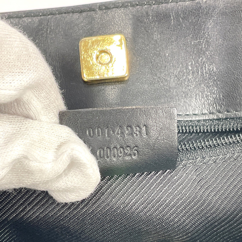 GUCCI Shoulder Bag 001・4231 one belt GG canvas/leather Black Women Use –
