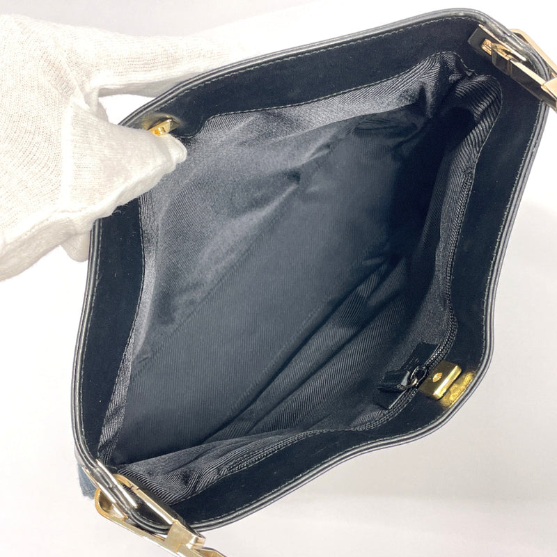 GUCCI Shoulder Bag 001・4231 one belt GG canvas/leather Black Women Use –
