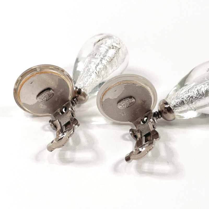CHANEL Earring Round COCO Mark teardrop swing metal Silver 99 C Women Used