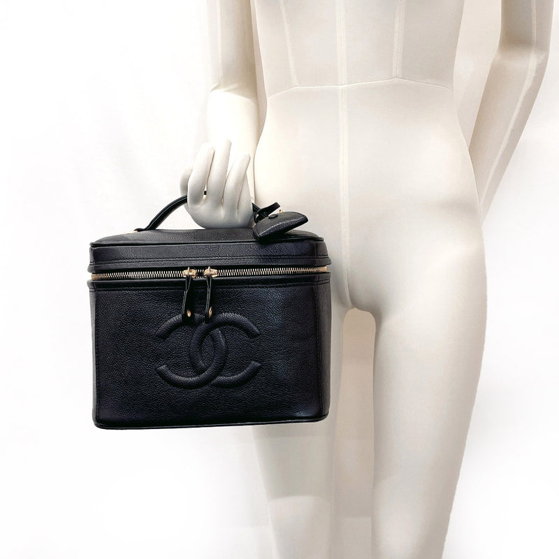 CHANEL Handbag 2WAY vanity bag COCO Mark Matt caviar skin Black Women –