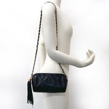 CHANEL Shoulder Bag Matelasse ChainShoulder fringe lambskin Black Women Used