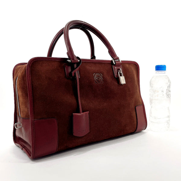 LOEWE Handbag Amazona 32 Suede/leather Bordeaux Women Used