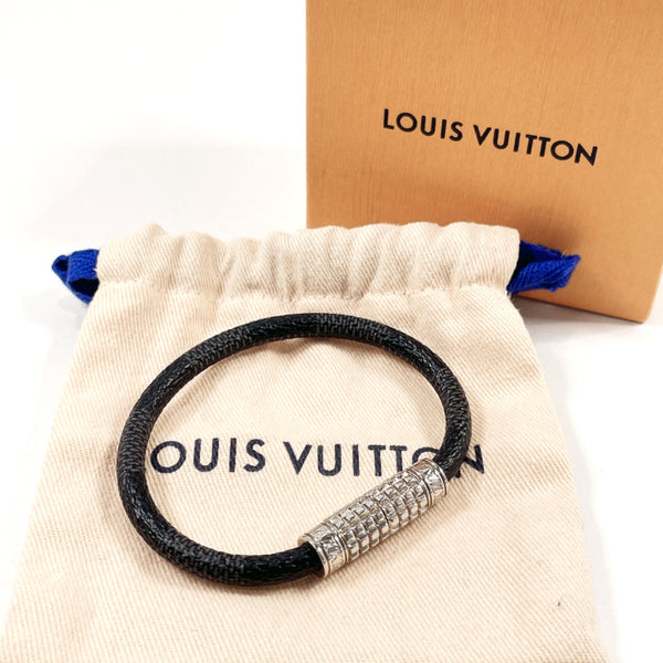 LOUIS VUITTON bracelet M6626E brass digit Bangle Damier Grafitto Canvas Silver Silver mens Used