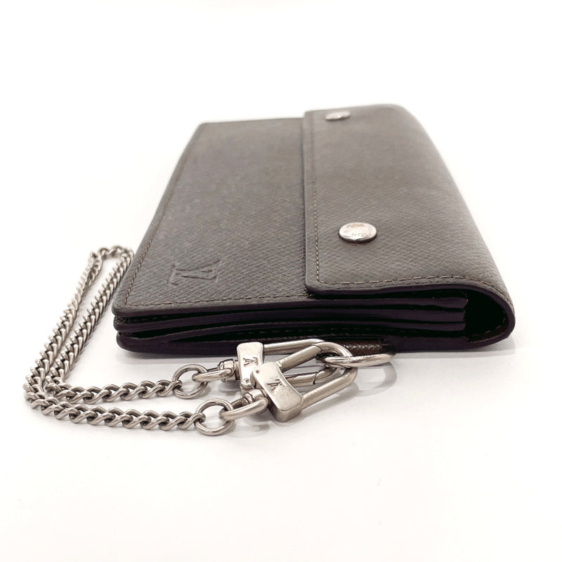 Louis Vuitton Black Taiga Leather Accordion Chain Wallet Long