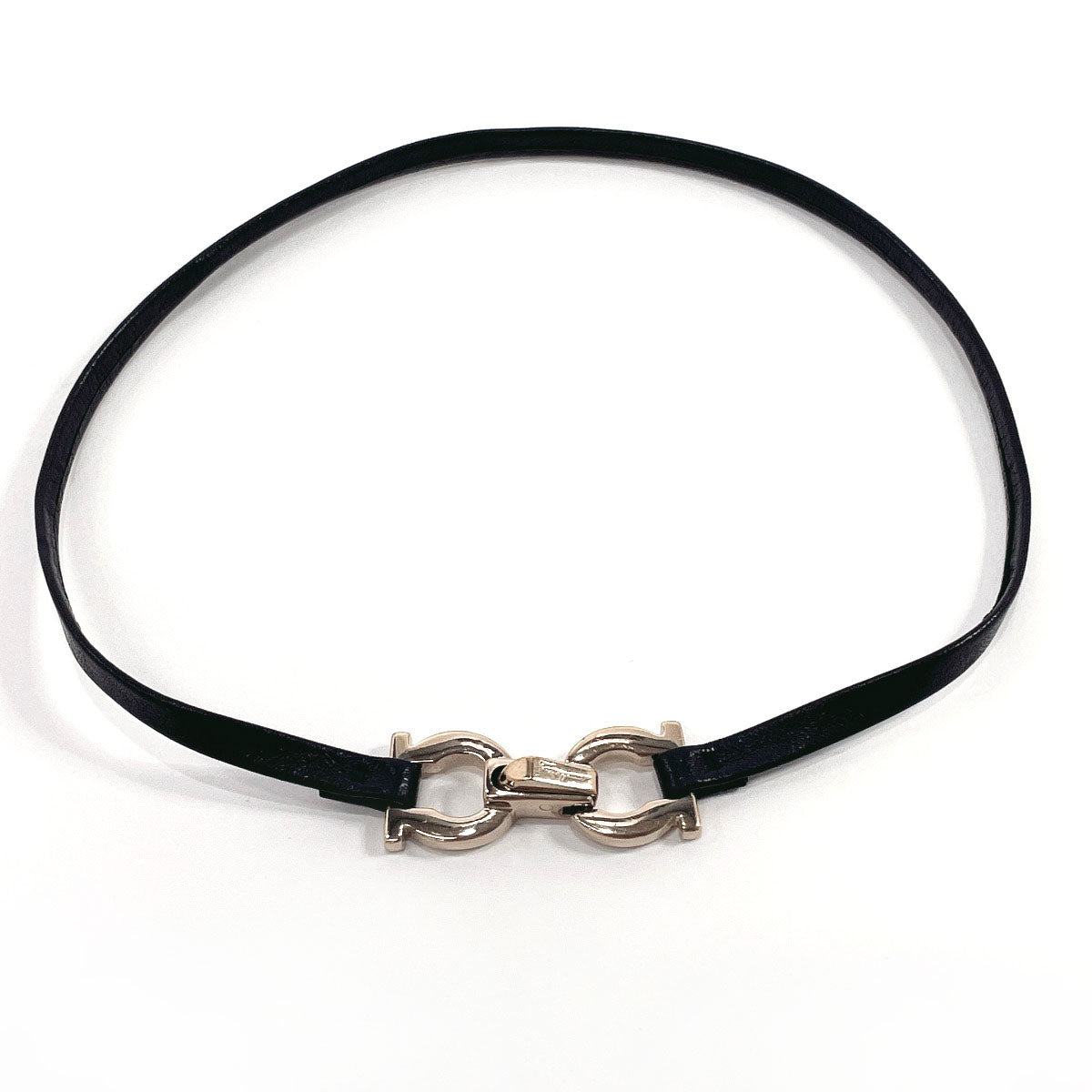 Ferragamo Gancini-plaque leather bracelet - Black