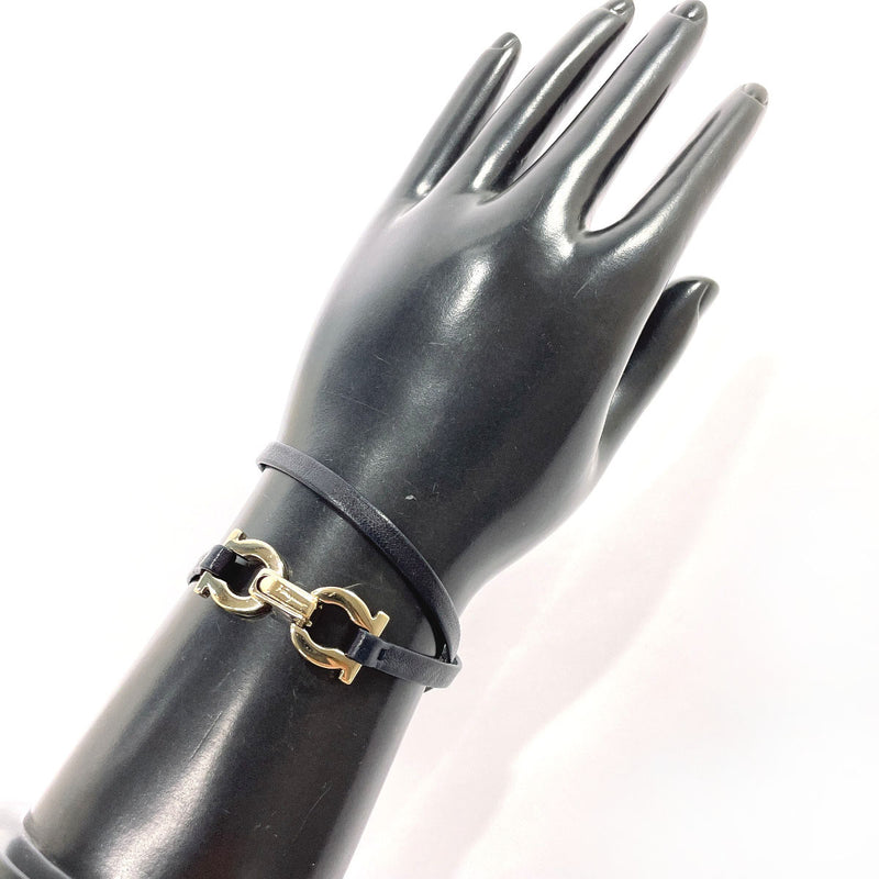 Salvatore Ferragamo choker Gancini bracelet leather Black Women Used