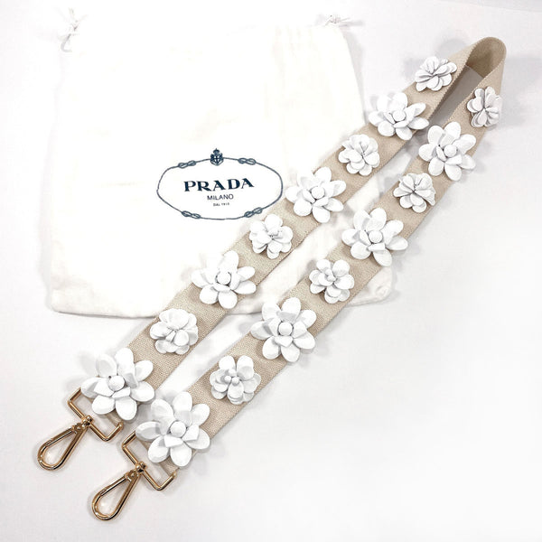 PRADA Shoulder strap resin flower canvas/Resin beige beige Women Used