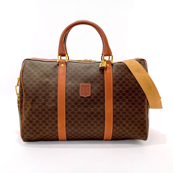 CELINE Boston bag Macadam PVC/leather Brown unisex Used