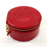 CHANEL Pouch Jewelry case COCO Mark lambskin Red Women Used