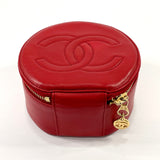 CHANEL Pouch Jewelry case COCO Mark lambskin Red Women Used