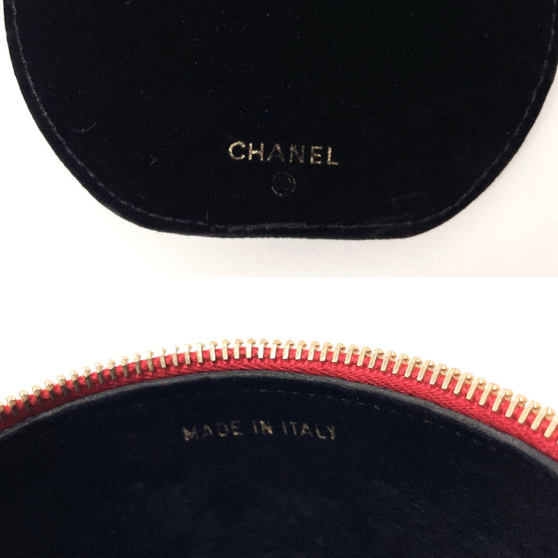 CHANEL Pouch Jewelry case COCO Mark lambskin Red Women Used