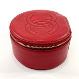 CHANEL Pouch Jewelry case COCO Mark lambskin Red Women Used