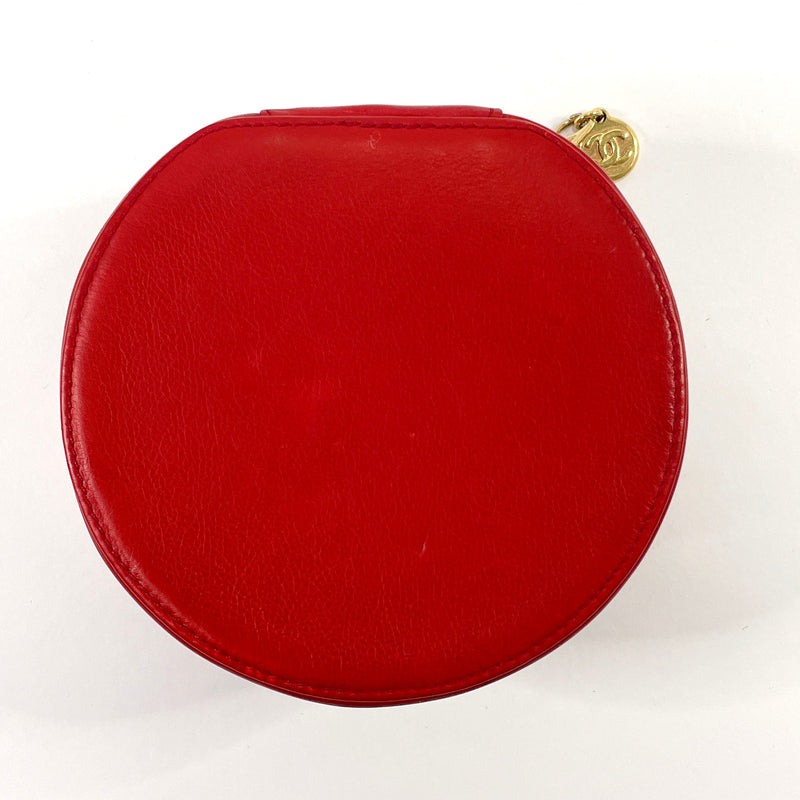 CHANEL Pouch Jewelry case COCO Mark lambskin Red Women Used