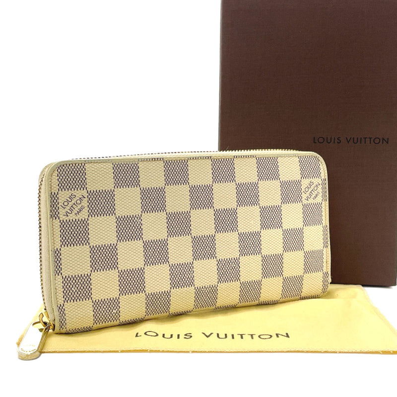 Louis Vuitton Damier Azur Zippy Long Wallet Women White