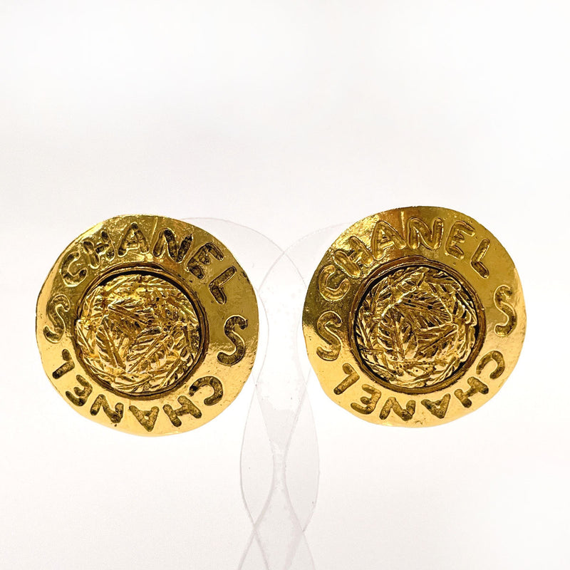 CHANEL Earring logo metal gold Women Used