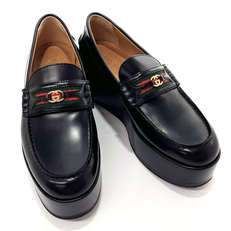 GUCCI loafers 658920 Sherry line leather Black Women Used