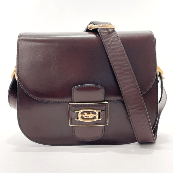 CELINE Shoulder Bag Carriage hardware Old Celine leather Dark brown Women Used