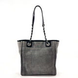 CHANEL Tote Bag Deauville PM canvas/leather gray Women Used