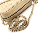 CHANEL Shoulder Bag Matelasse ChainShoulder COCO Mark Fringe lambskin beige Women Used