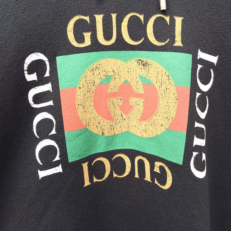 GUCCI Parker 454585 old logo Vintage processing cotton Black mens Used