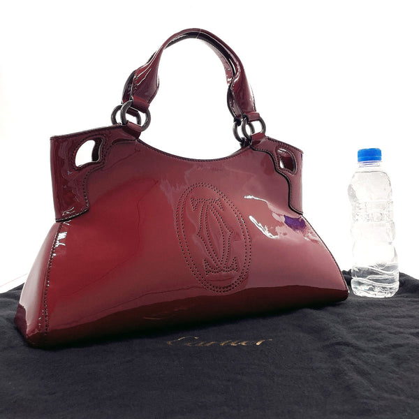 CARTIER Handbag Marcello Patent leather Bordeaux Women Used